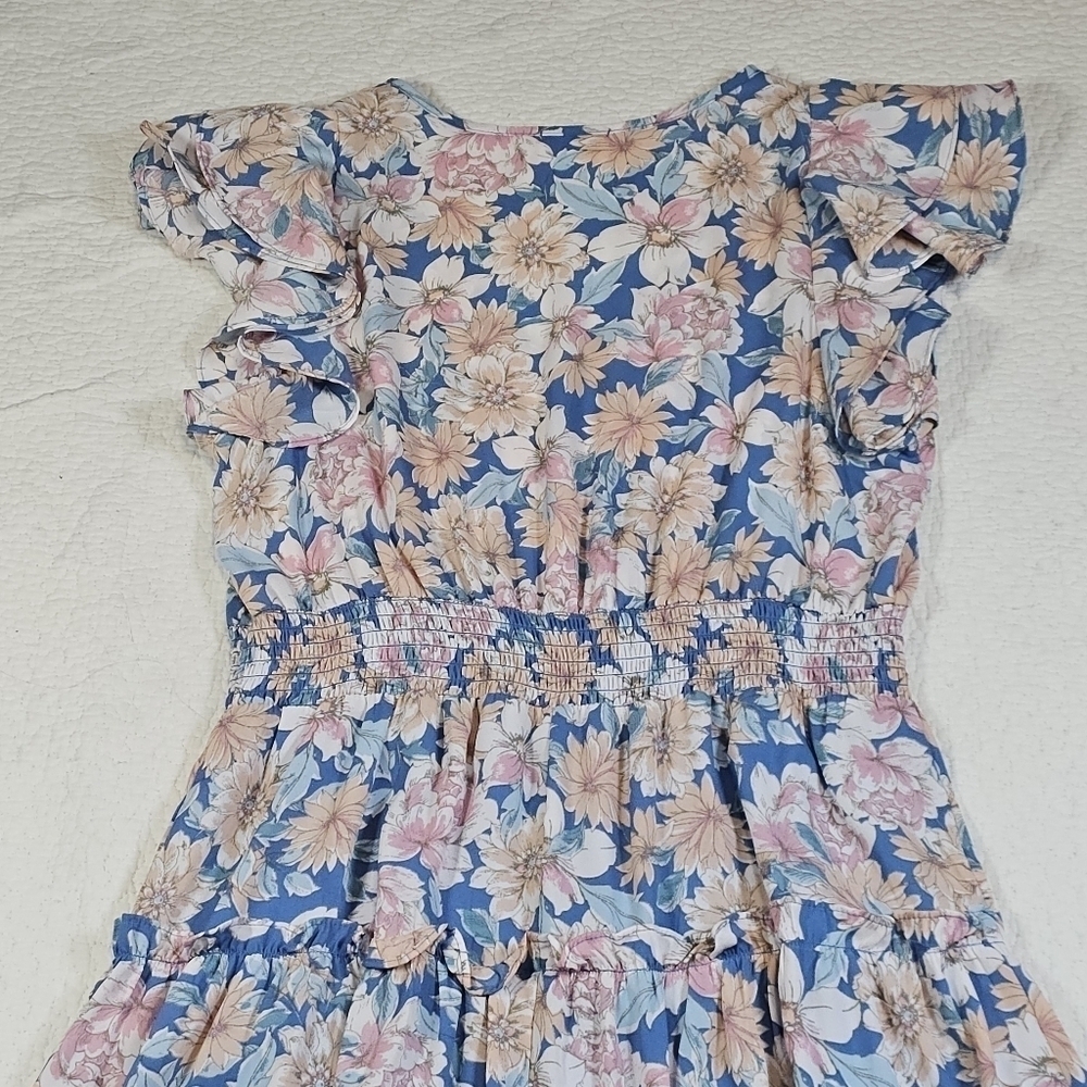Sienna Sky Floral Tiered Maxi Dress with Flutter Sleeves - Picture 3 of 9